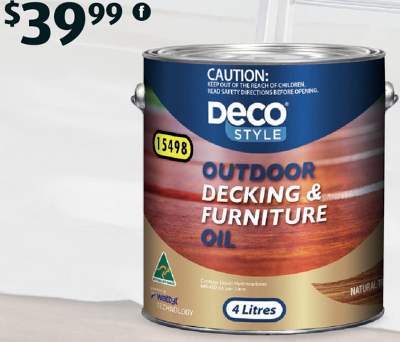Deco Style Outdoor Decking And Furniture Oil 4L 704645 offer at ALDI
