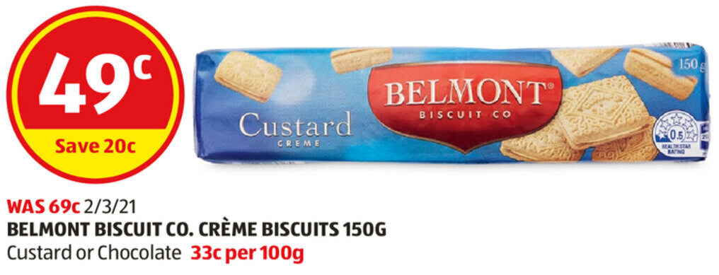 Belmont Biscuit Co. Creme Biscuits 150g offer at ALDI