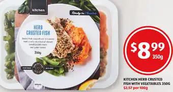 ALDI Kitchen Herb Crusted Fish With Vegetables 350g offer