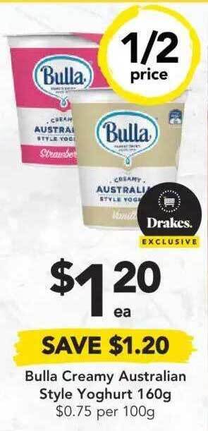 Drakes Bulla Creamy Australian Style Yoghurt offer