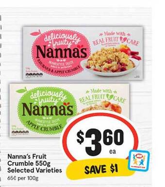 IGA Nanna's Fruit Crumble Selected Varieties offer