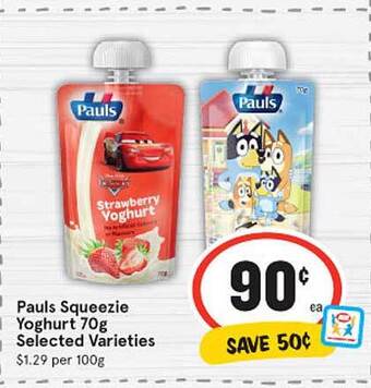 IGA Pauls Squeezie Yoghurt 70g offer