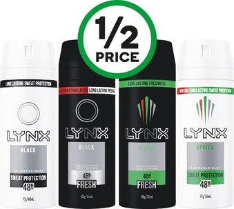 Woolworths Lynx Aerosol Antiperspirant or Body Spray 165ml offer