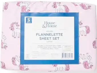 House & Home Flannelette Sheet Set - Unicorn