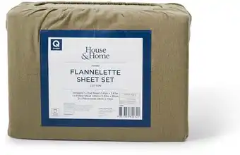 BIG W House & Home Flannelette Sheet Set - Khaki offer