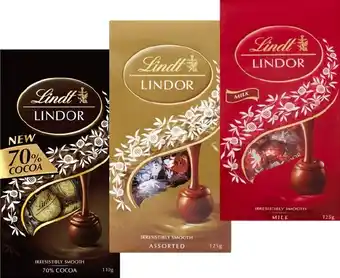 BIG W Lindt Lindor Bags 123-125g offer