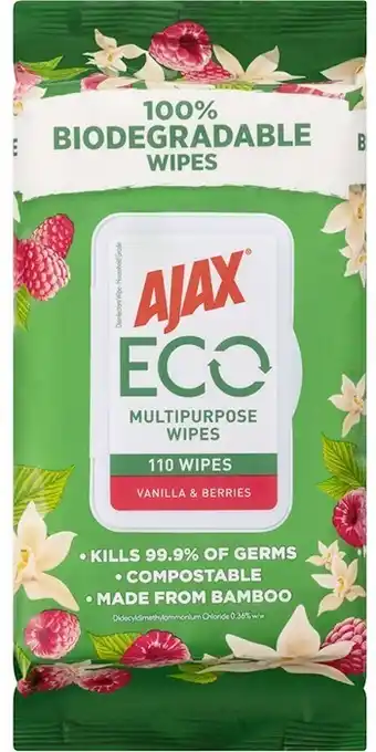 BIG W Ajax 110-Pack Wipes* - Vanilla & Berries offer