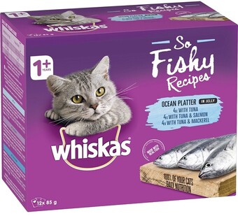 BIG W Whiskas So Fishy Recipes Ocean Platter in Jelly Wet Cat Food 12 x 85g offer
