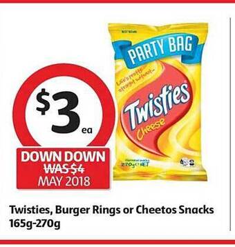 Coles Twisties, Burger Rings Or Cheetos Snacks offer