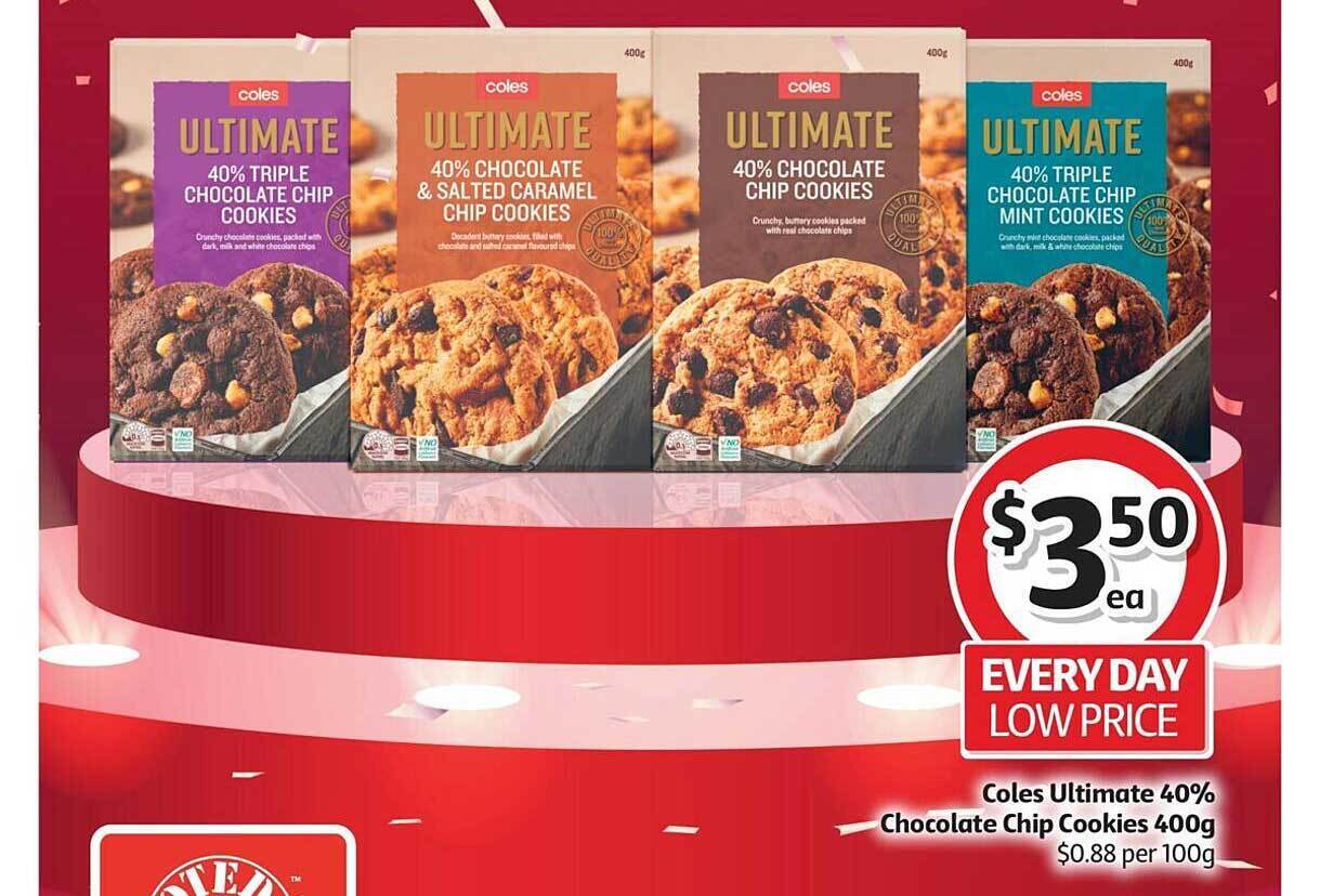 Coles Ultimate 40 Chocolate Chip Cookies 400 G offer at Coles