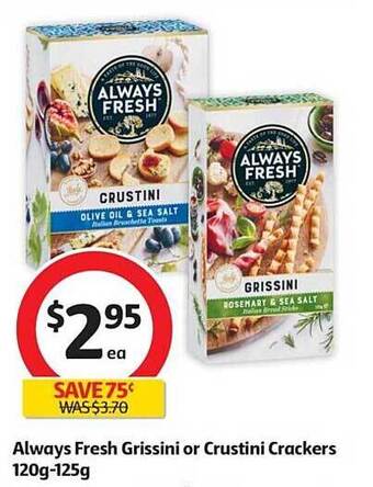 Coles Always Fresh Grissini Or Crustini Crackers offer
