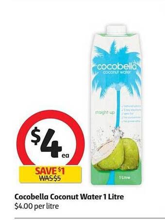 Coles Cocobella Coconut Water 1 Litre offer