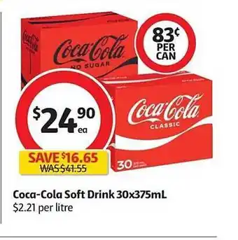 Coles Coca-cola Soft Drink 30 X 375 Ml offer