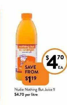 Foodworks Nudie Nothing But Juice 1L offer