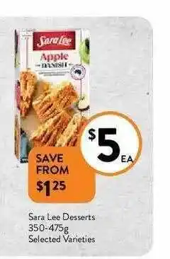 Foodworks Sara Lee Desserts 350-475g offer