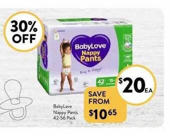 Foodworks BabyLove Nappy Pants 42-56 Pack offer