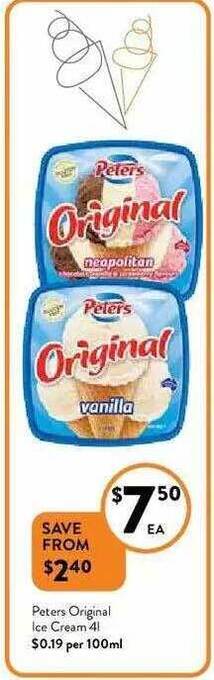 Foodworks Peters Original Ice Cream 4L offer