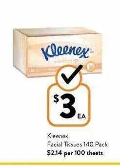 Foodworks Kleenex Facial Tissues 140 Pack offer