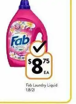 Foodworks Fab Laundry Liquid 1.8-2L offer