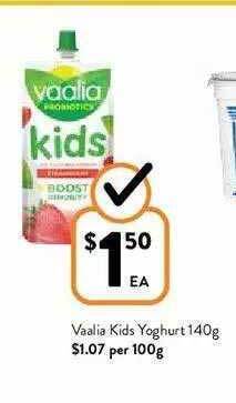Foodworks Vaalia Kids Yoghurt 140g offer