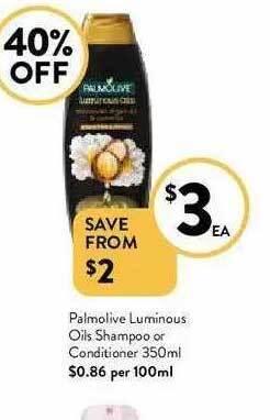 Foodworks Palmolive Luminous Oils Shampoo Or Conditioner 350ml offer