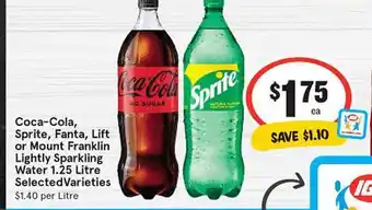 IGA Coca-cola Sprite Fanta Lift Ou Mount Franklin Lighty Sparkling Water Selected Varieties offer
