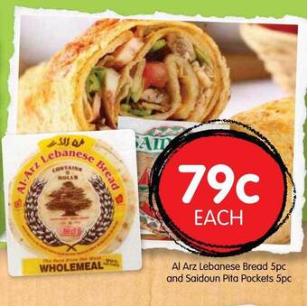 Spudshed Al Arz Lebanese Bread 5pc And Saidoun Pita Pockets 5pc offer