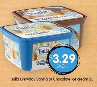 Spudshed Bulla Everyday Vanilla Or Chocolate Ice Cream 2L offer