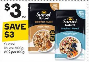 Woolworths Sunsol Muesli 500 G offer
