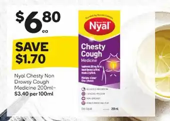 Woolworths Nyal Chesty Non Drawsy Cough Medicine 200ml offer