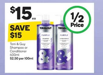 Toni & Guy Shampoo Or Conditioner 600ml
