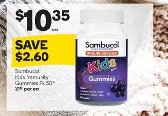 Woolworths Sambucol Kids Immunity Gummies Pk 50 offer