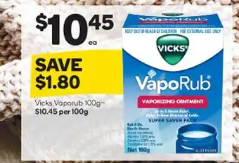 Woolworths Vicks Vaporub 100 G offer