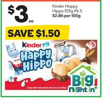 Woolworths Kinder Happy Hippo 105 G Pk 5 offer