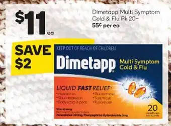 Woolworths Dimetapp Multi Symptom Cold & Flu Pk 20 offer