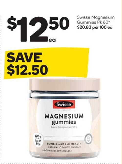 Swisse Magnesium Gummies Pk 60 offer at Woolworths