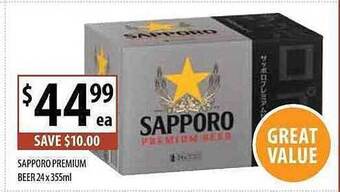 Supabarn Sapporo Premium Beer 24 X 355ml offer