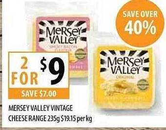 Supabarn Mersey Valley Vintage Cheese Range 235g offer