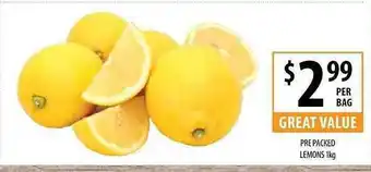 Supabarn Pre Packed Lemons 1kg offer