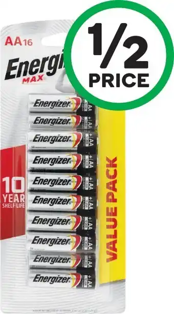 Woolworths Energizer Max AA Pk 16 & AAA Pk 14 offer