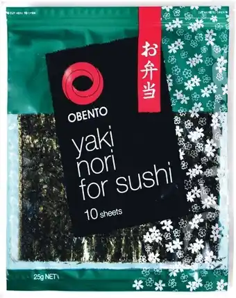 Woolworths Obento Yaki Nori Sushi Sheets 25g Pk 10 offer
