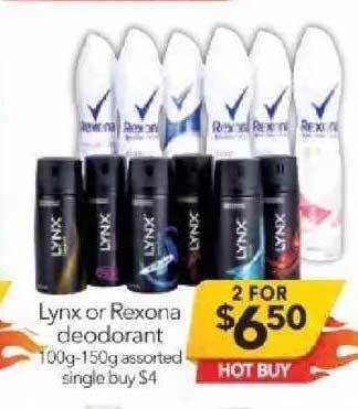 Cheap as Chips Lynx Or Rexona Deodorant offer