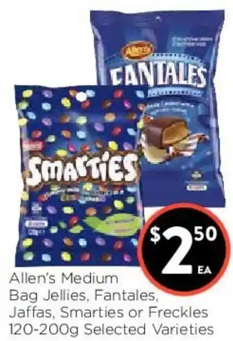 Allen's Medium Bag Jellies,Fantales,Jaffas;Smarties