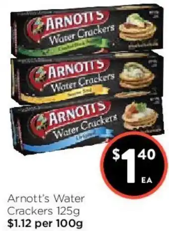 Foodworks Arnott's Water Crackers 125g offer