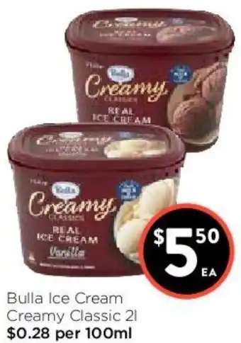 Foodworks Bulla Ice Cream Creamy Classic 2L offer