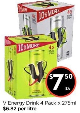 Foodworks V Energy Drink 4 Pack x 275ml offer