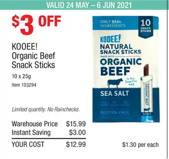 KOOEE! Organic Beef Snack Sticks 10x25g