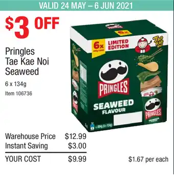 Costco Pringles Tae Kae Noi Seaweed 6x134g offer