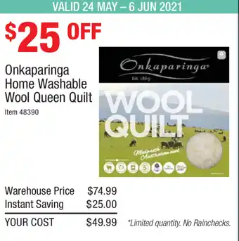 Onkaparinga Home Washable Wool Queen Quilt