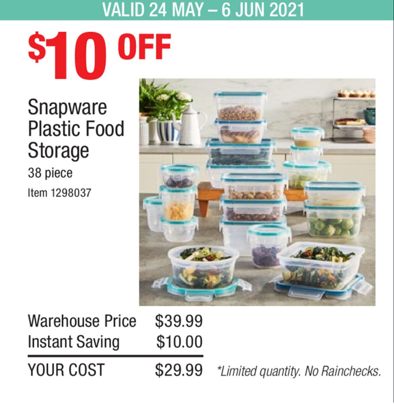 Snapware Plastic Food Storage 38 piece offer at Costco